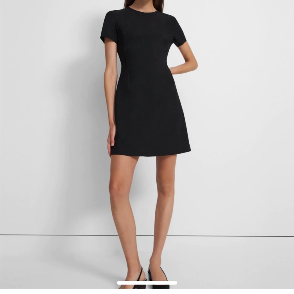 COPY - Theory black sheath dress in good wool
